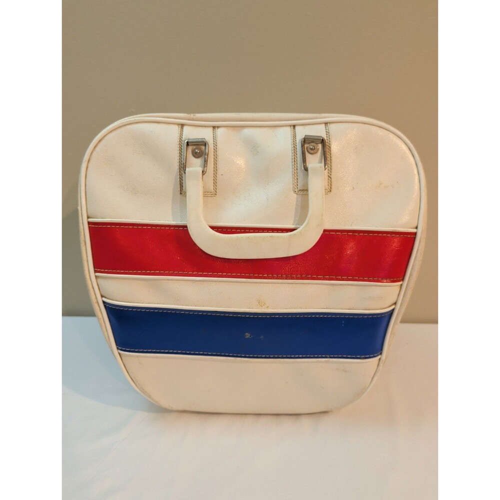 Vintage Brunswick Red White And Blue Bowling Ball Bag Made In USA *No Zipper*